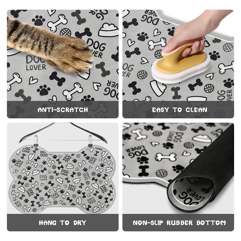 Pet Feeding Mat-Absorbent Pet Placemat Rubber Backing Quick Dry Water Mat For Dog Cat For Food And Water Bowl With Waterproof