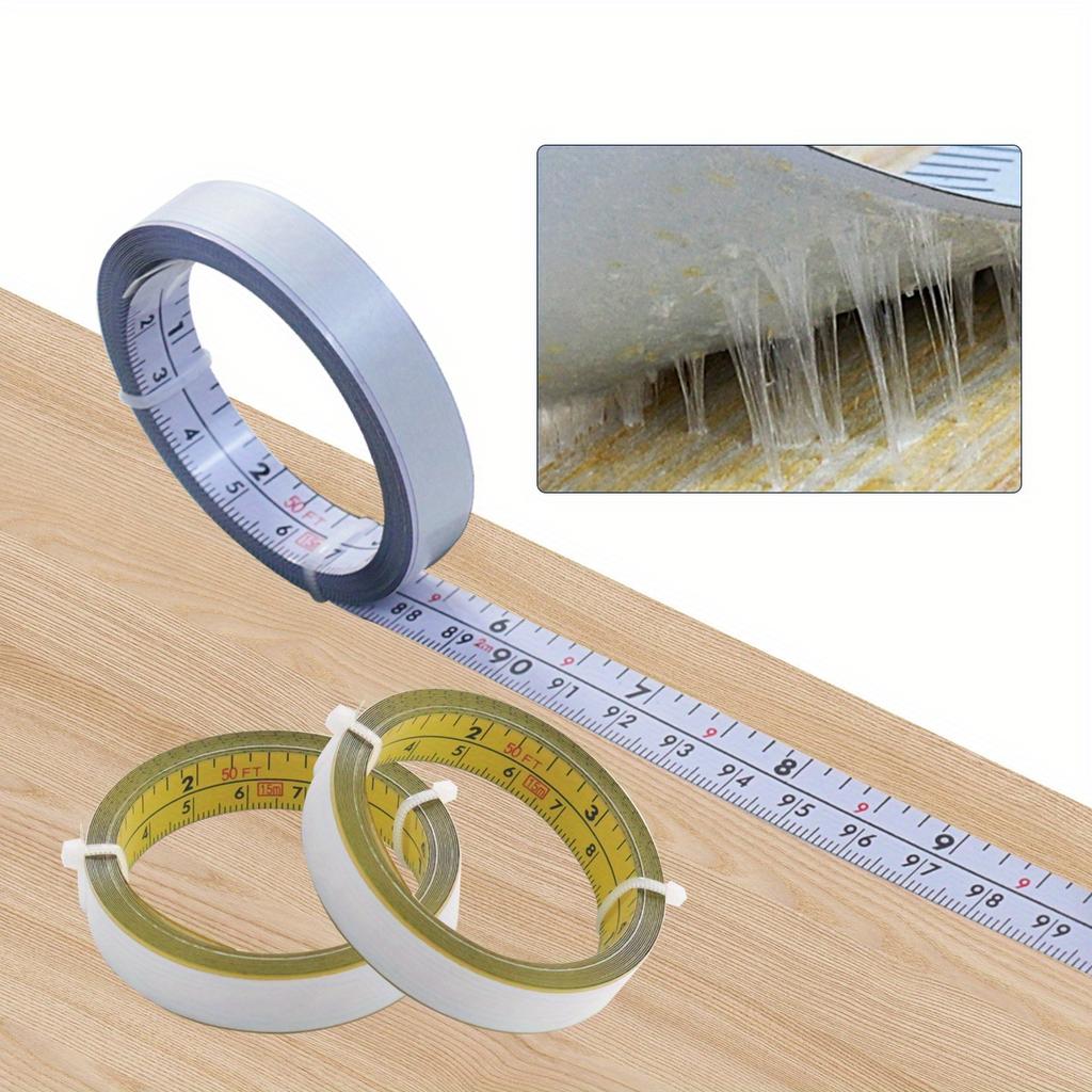 Steel Adhesive Tape Measure, Imperial and Metric Scale Ruler Sticker, Left To Right Reading Self-Adhesive Measuring Tape