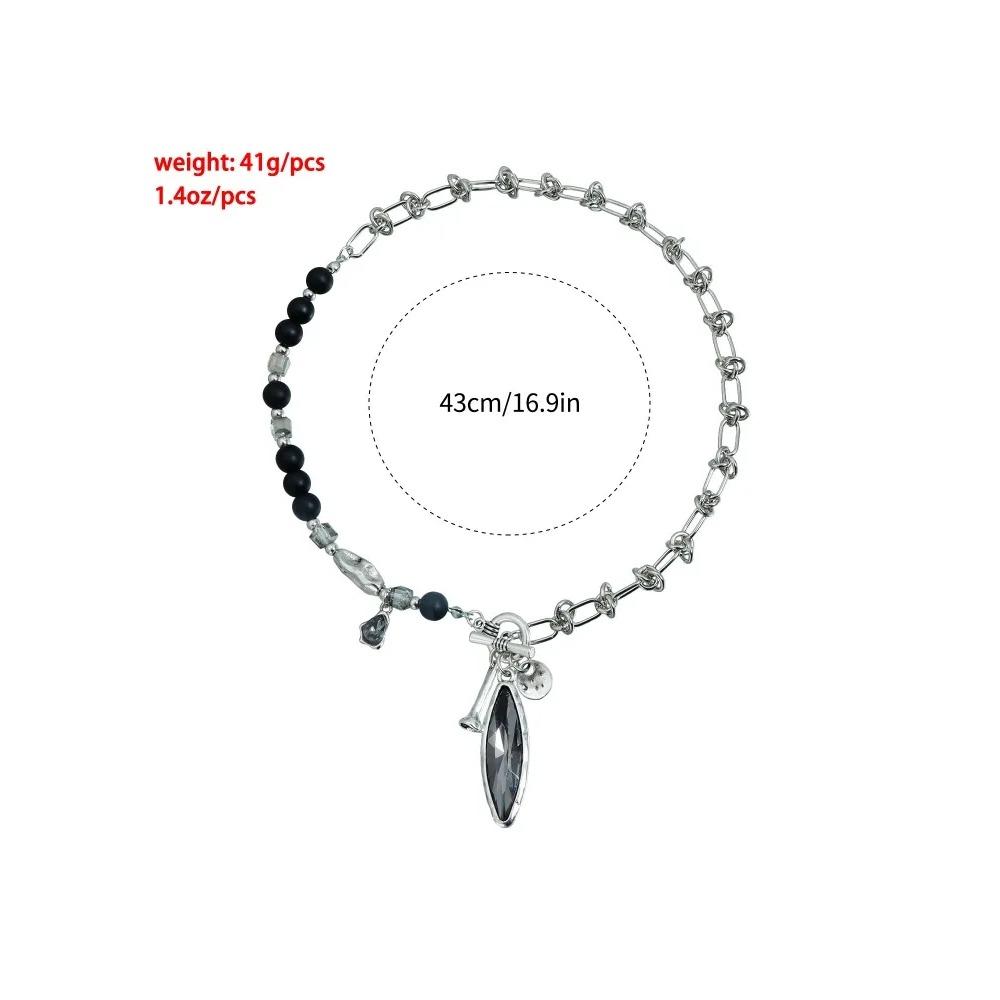 Oval Black Droplet Pendant Necklace with Irregular Beads Suitable for Women's Necklaces, Wedding Parties, Jewelry Gifts
