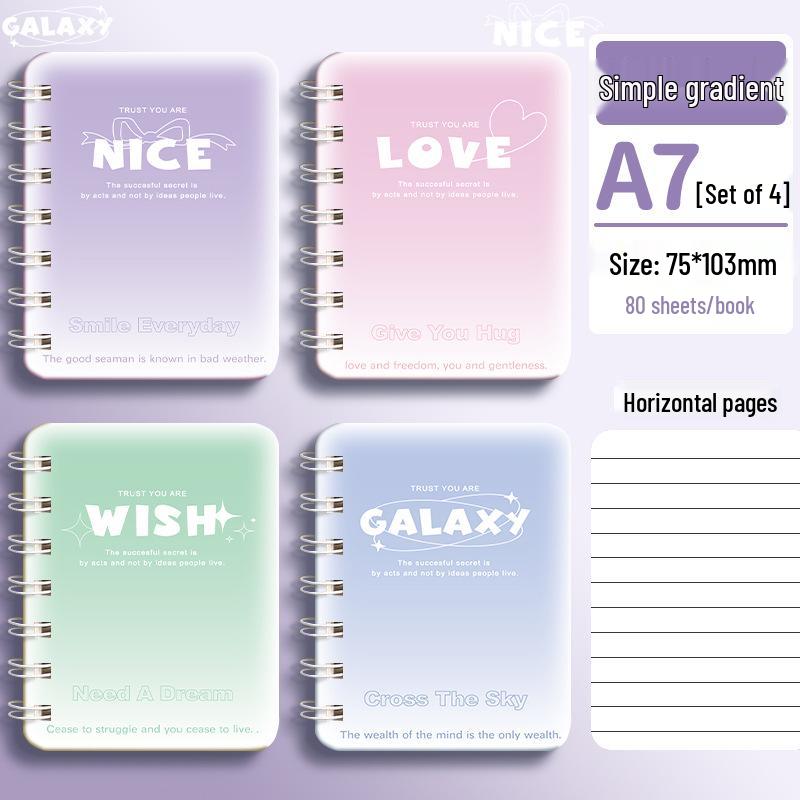 Creative Cartoon Gradient A7 Mini Spiral Notebook - Cute & Girly Pocket Book