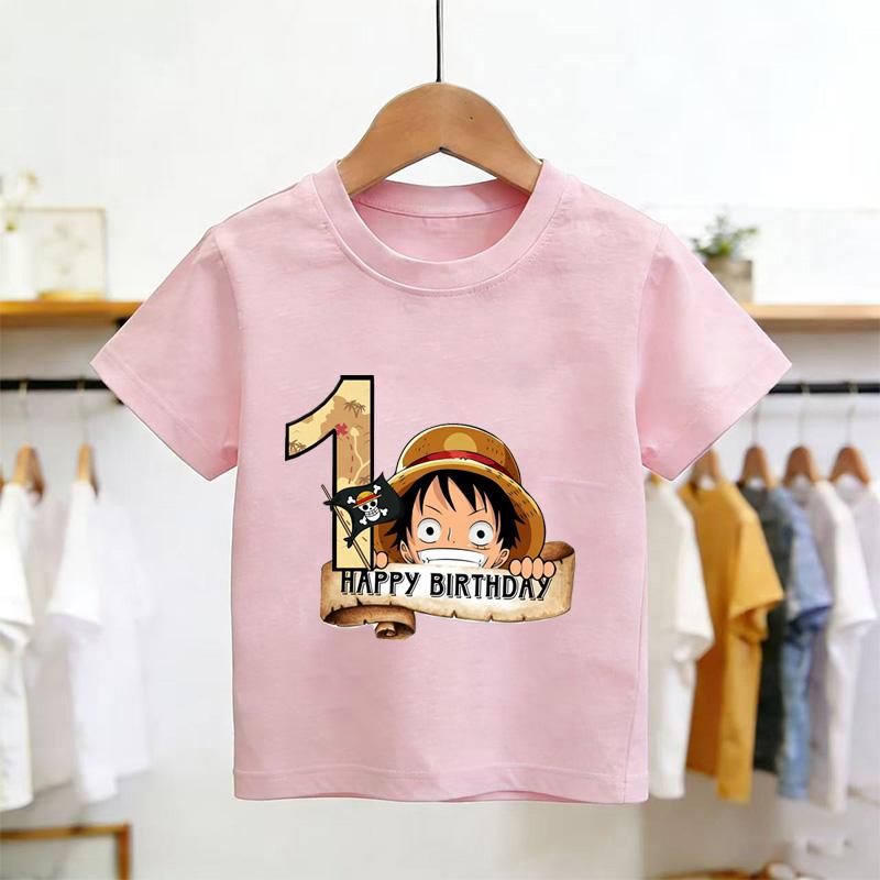 New Arrival Anime Happy 1st Birthday Kids Pure Cotton Printed TShirt Perfect for Gifting