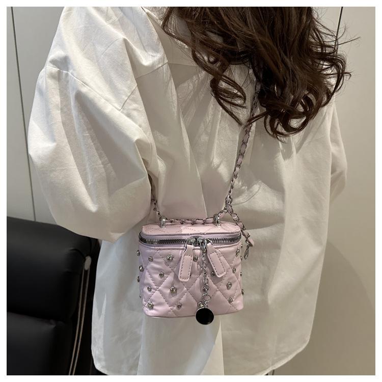 New Fashion Mini Quilted Box Bag for Women Diamond Stitch Faux Leather Chain Shoulder Crossbody Purse
