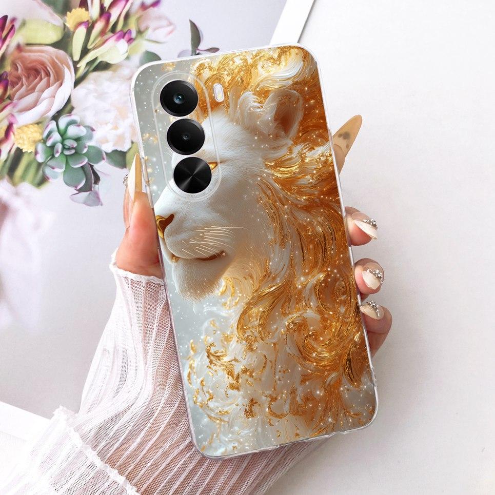For Realme P4X 5G Phone Case On Realme RMX5108 Casing Cool Dragon Lion Tiger Cartoon Painting Back Cover Clear Soft Silicone