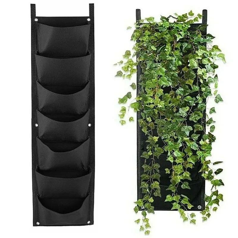 M-Modern-New 7 Pockets Vertical Grow Bag Felt Wall Mount Flower Vegetable Planting Container Outdoor Indoor Garden Planter