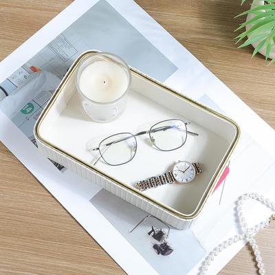 PU-Leder Aufbewahrungsschale Rechteckige Schreibtisch-Organizer-Schale Multifunktionale Schmuck-Schlüssel-Schale für Schmuck Schlüssel Uhr Parfüm