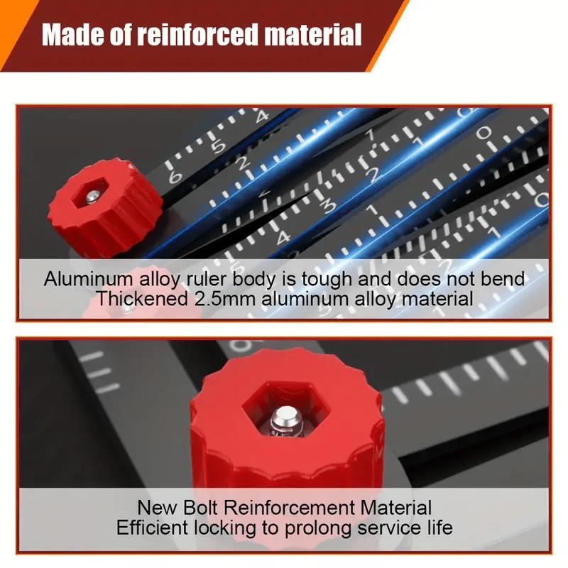 1pc 6-Fold Aluminum Multi-angle Measuring Ruler, Precision Angle Measurer for Building Projects, Tile Hole Ruler, Linear Measurement Tool