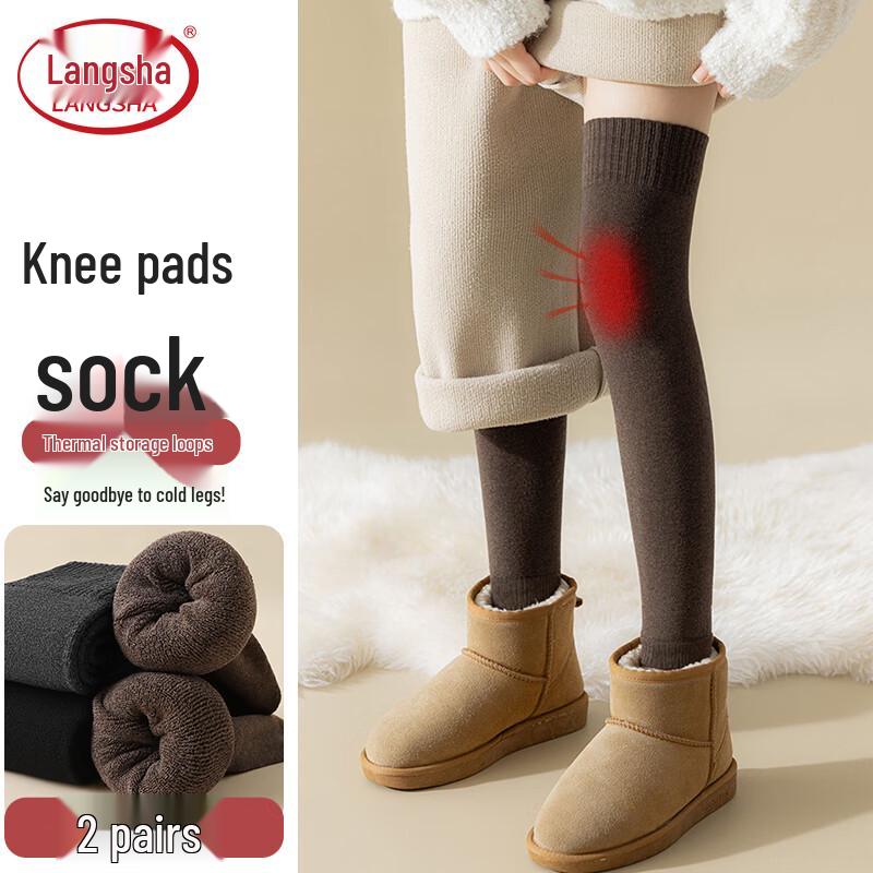 LangSha Women s Fleece-Lined Over-the-Knee Thermal Socks One Size