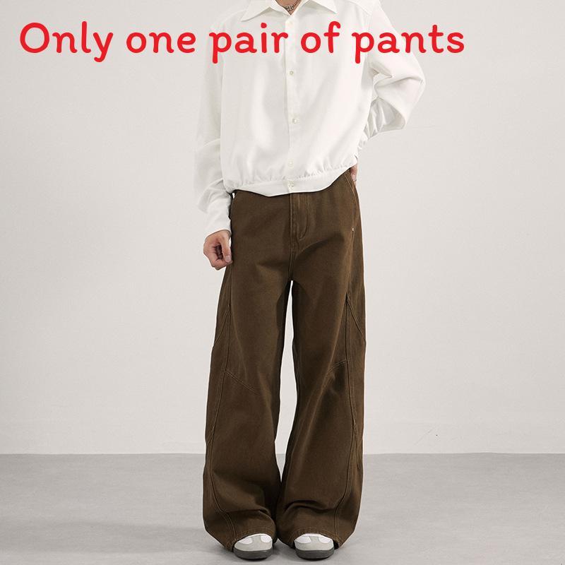 American Vintage Casual Pants With Solid Color For Men And Women