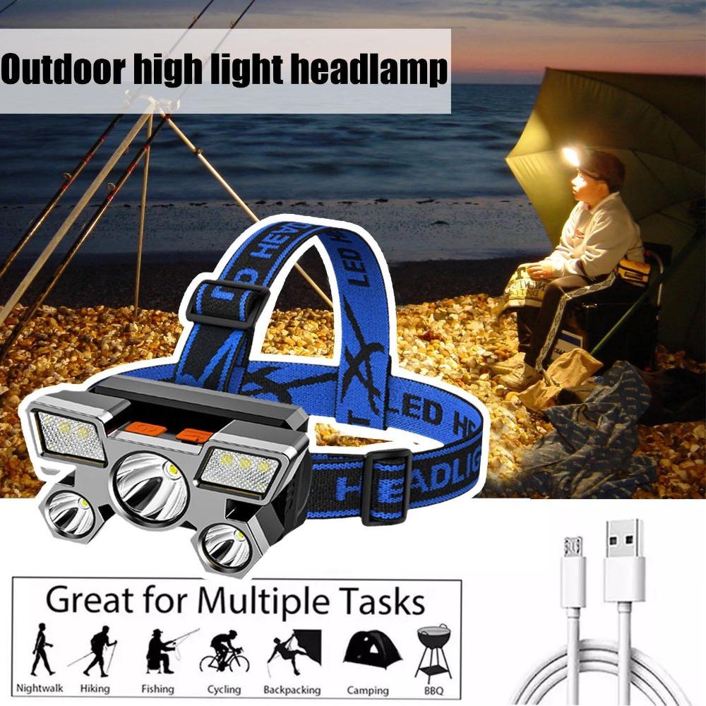 Headlamp with Strong Long-range Shooting, USB Charging, Head-mounted Miner's Lamp, Outdoor Camping Lamp, Waterproof Headlamp