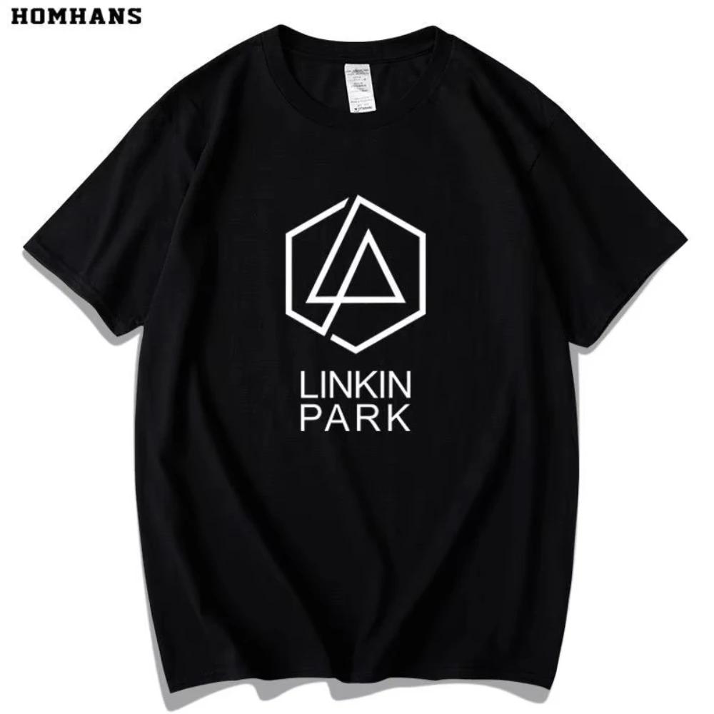 Červené tričko s krátkým rukávem Han Lincoln Park Pánské Dámské Linkin Park Evropská a Americká Hudba Rocková Kapela Tide Čistá Bavlna Volný Top