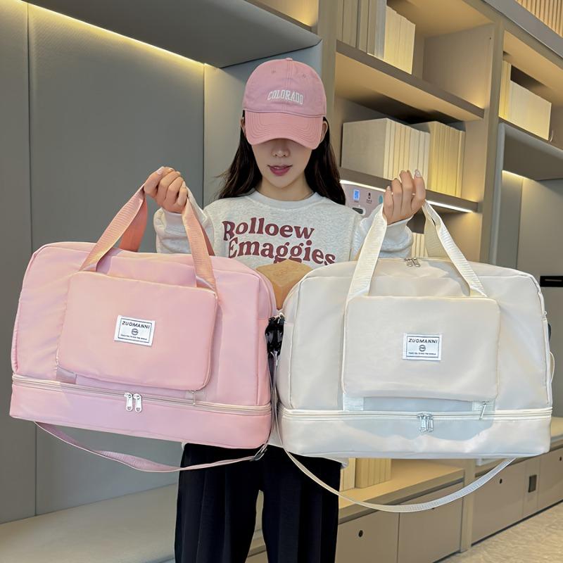 Large Capacity Foldable Travel Duffel Bag with Shoe Compartment, Sports Gym Tote Bag, Weekender Overnight Duffle Bag, Ideal for Travel, Vacation, Gym