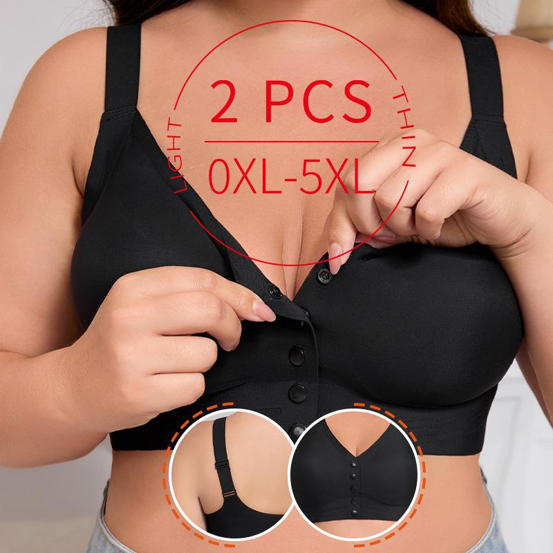 L-5XL super large size front buckle bra for European and American sizes, no steel ring adjustable shoulder strap large size underwear