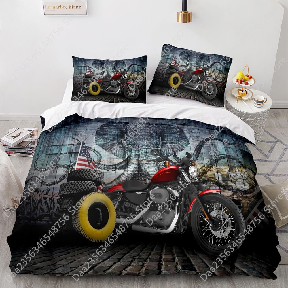 Comforter New Motorcycle Bedding Set Single Twin Full Queen King Size Motorcycle Bed Set Aldult Kid Bedroom Duvet Sets 3D Anime 038