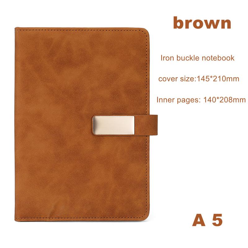 A5 Size Business Notebook with 80g Beige Paper Lined Magnetic Buckle Hard Leather Cover Diary Journal in 6 Designs to Choose