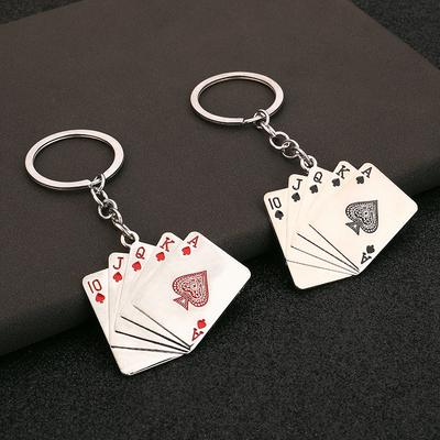 Fashion Creative Stylish Metal Poker Key Ring Chain 10 J Q K A Alloy Keychain Keyring Keyfob Gift