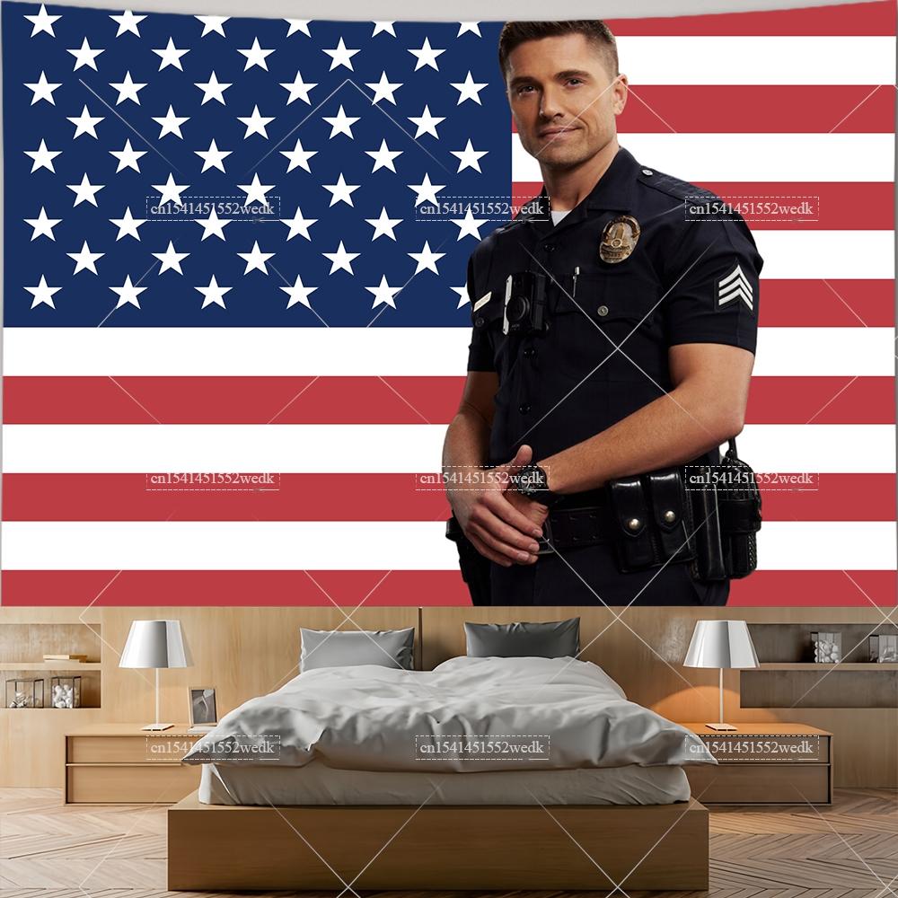 

Tim Brad Ford Pink American Flag Lucy Chen The Rookie Tapestry Decor Home Decoration College Dorm Wallpaper Background Cloths 74x94cm(29x37in)