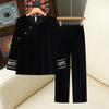 Plus-size Pants Suits Women's Round-neck Velvet Blouse Elastic Waist Velvet Pants Two-piece Set
