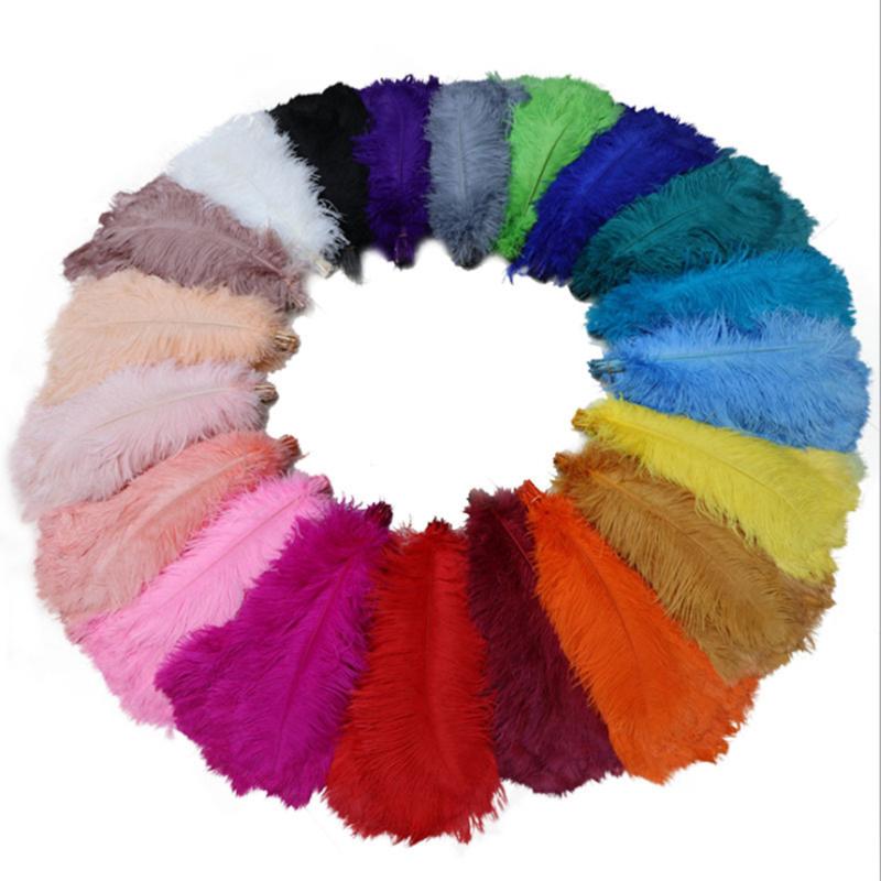 10Pcs Natural Dyed Fluffy Soft Ostrich Feather For Craft Diy Needlework Feathers Jewelry Making Dress Wedding Decoration 25-30Cm