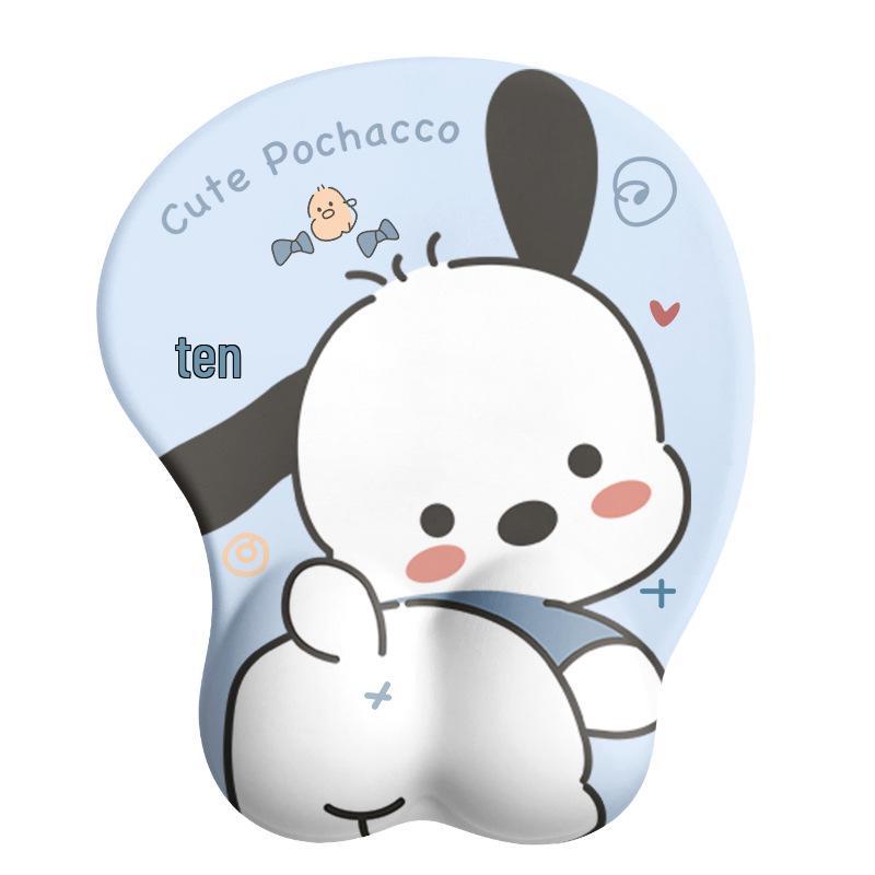 Pacha Dog Rubber Wrist Support Mouse Pad & Cute Keyboard Hand Rest Desk Pad - Ins Style
