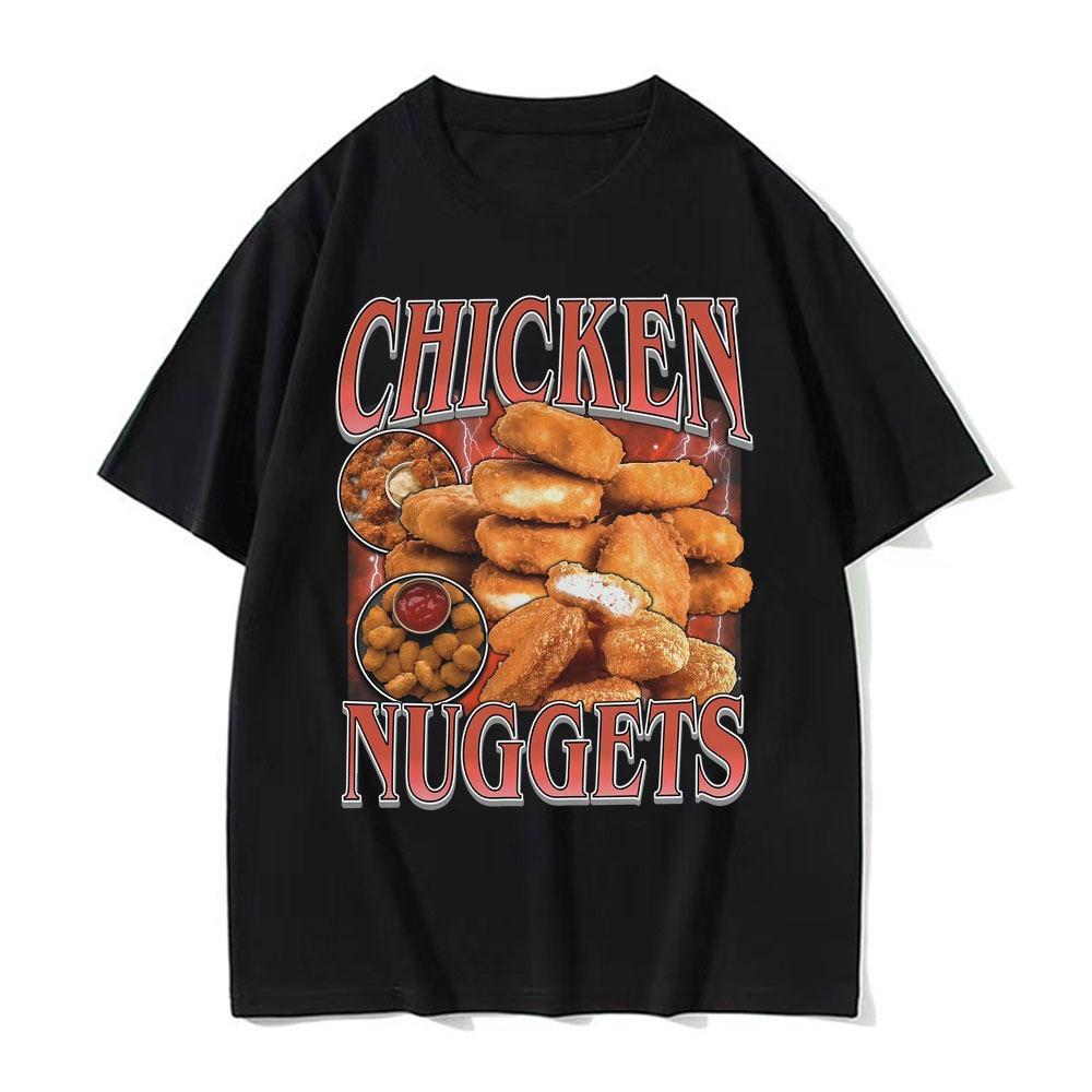 Cotone Pollo Fritto Divertente Stile Vintage Grafica Meme T-shirt Uomo Hip Hop Gotico Oversize T-shirt Comode
