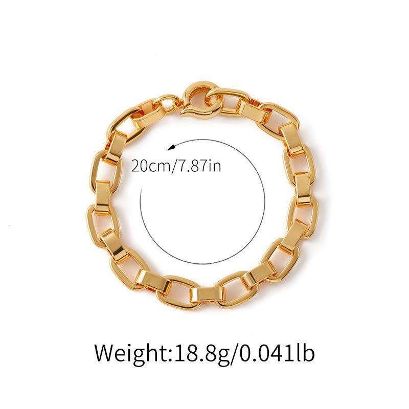 Minimalist Gold Plated Color Retention Neutral Thick Chain Handmade Plain Bracelet