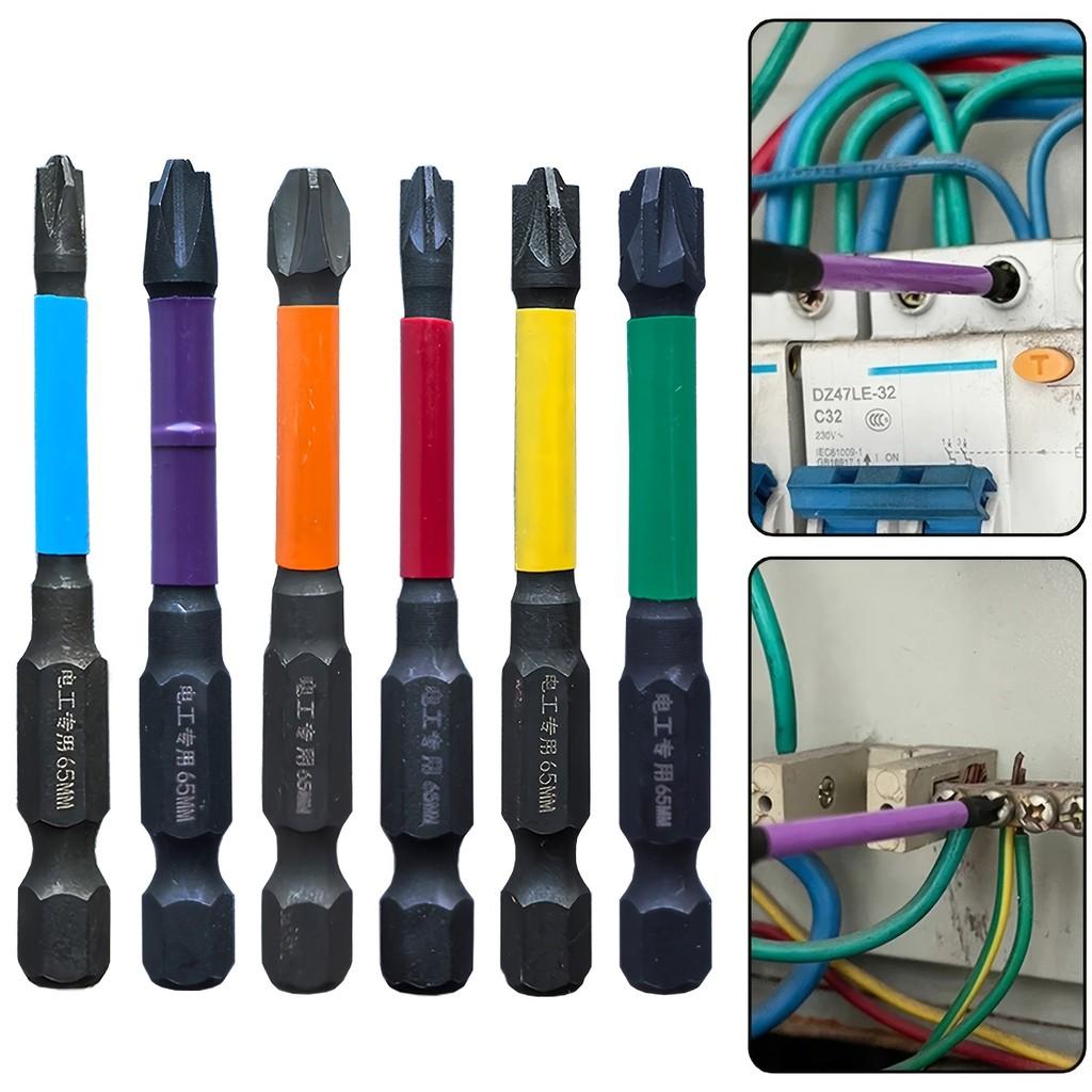 6pcs Cross Screwdriver Bits Set, FPH1/2/3 & FPZ1/2/3, 65mm, High Hardness, for Electric & Manual Screwdriver