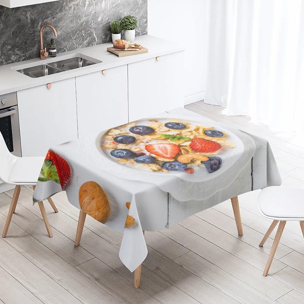 Gourmet Printed Tablecloth Anti-fouling and Waterproof Rectangular  Kitchen Restaurant Table Decoration