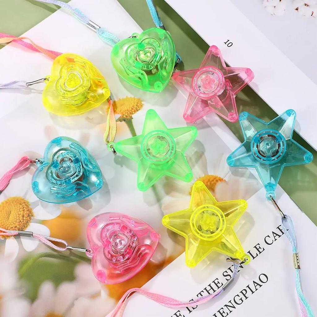 20 Stück LED Leuchtanhänger Stern- und Herzform Halskette Leuchten Leuchtende Halskette Kinder Mädchen LED Blinkende Halskette Party