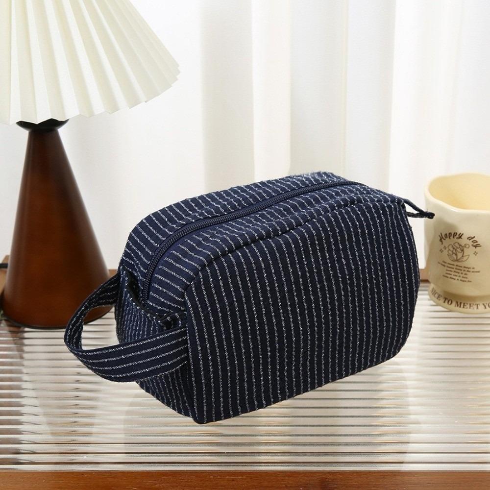 Lightweight Striped Cosmetic Bag Portable Makeup Bag New Storage Bag Daily Use