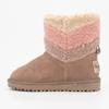 Taupe Leather Ankle Boots with Colorful Sheepskin Effect Child PEPE JEANS