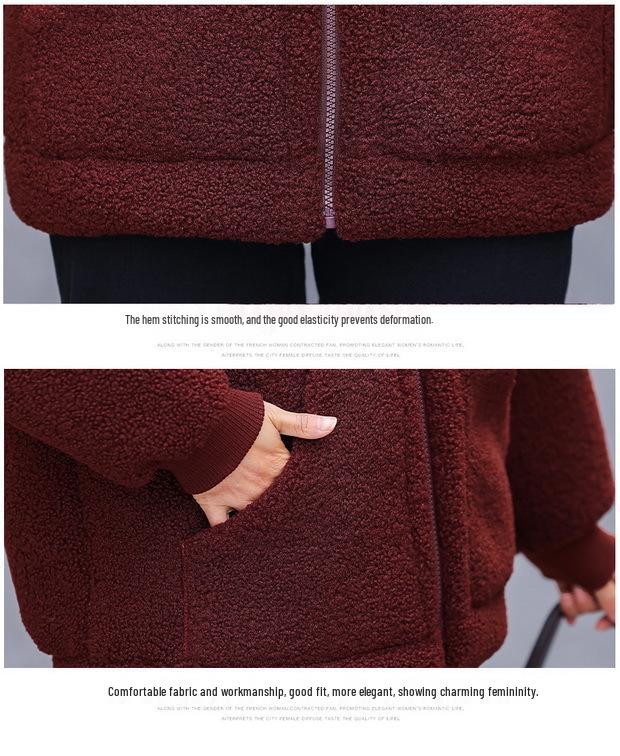 2025 Women's Plush Cotton Jacket: Thick, Fleece-Lined Outerwear for Middle-Aged and Elderly, Ideal for Autumn and Winter.