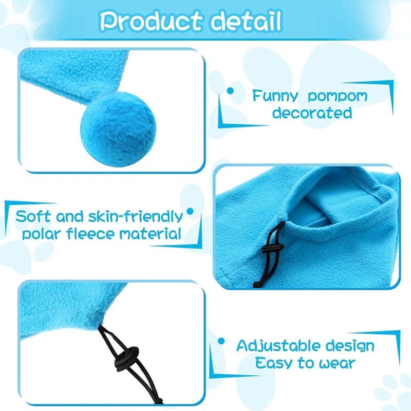 Warm Pet Hat Casual Solid Color Drawstring Adjustable Dog Hat with Pompom Winter Fashion Headgear Party Cosplay Hat