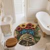 Sunflower and Skull,Round Area Rug,Carpet Rug for Living Room Bedroom Sofa Playroom Decor,Non-slip Floor Mat