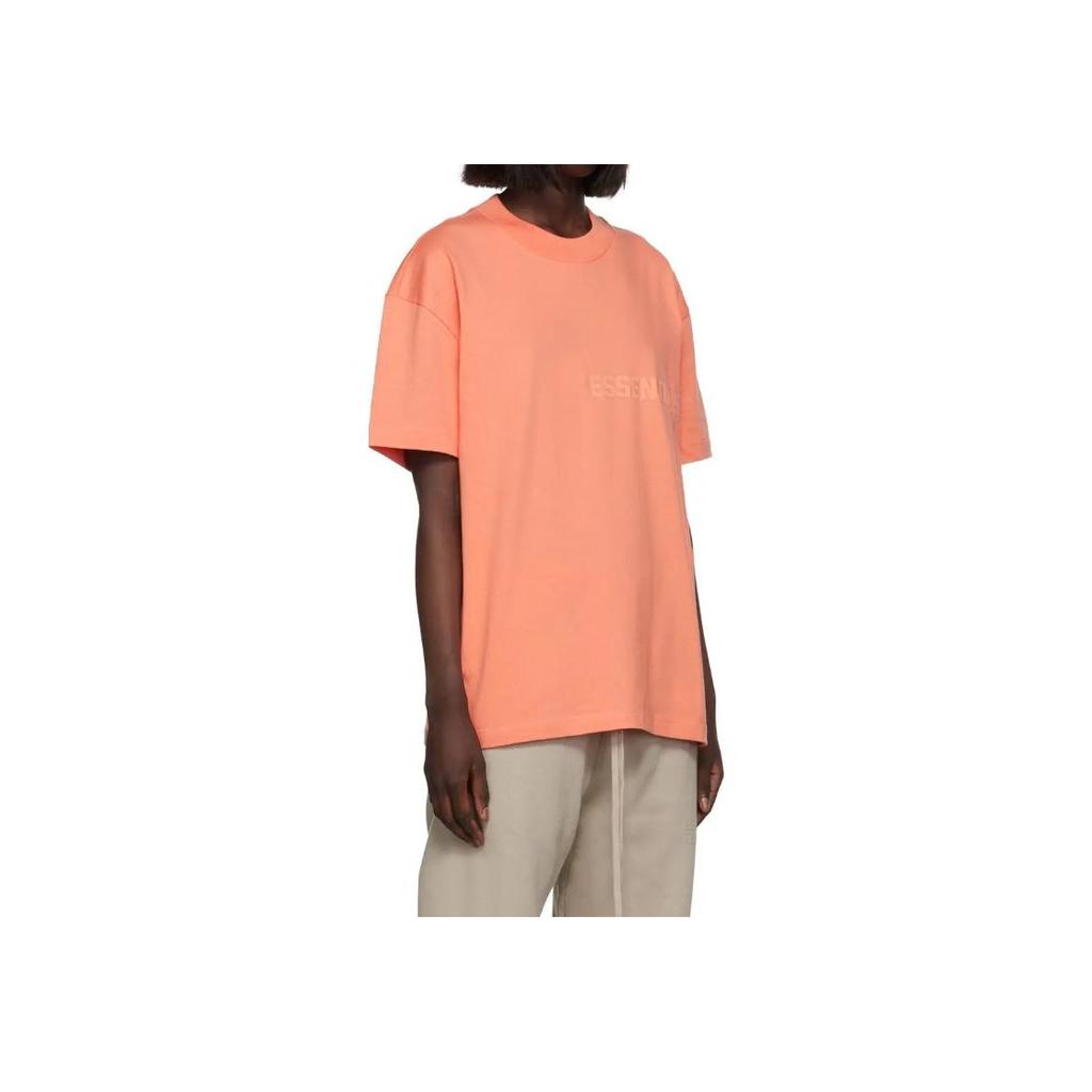 Fear of God Essentials FW22 Womens SS Tee Coral Solid Color Round Neck Pullover Short Sleeve T-Shirt Women Tops FOG-FW22-015