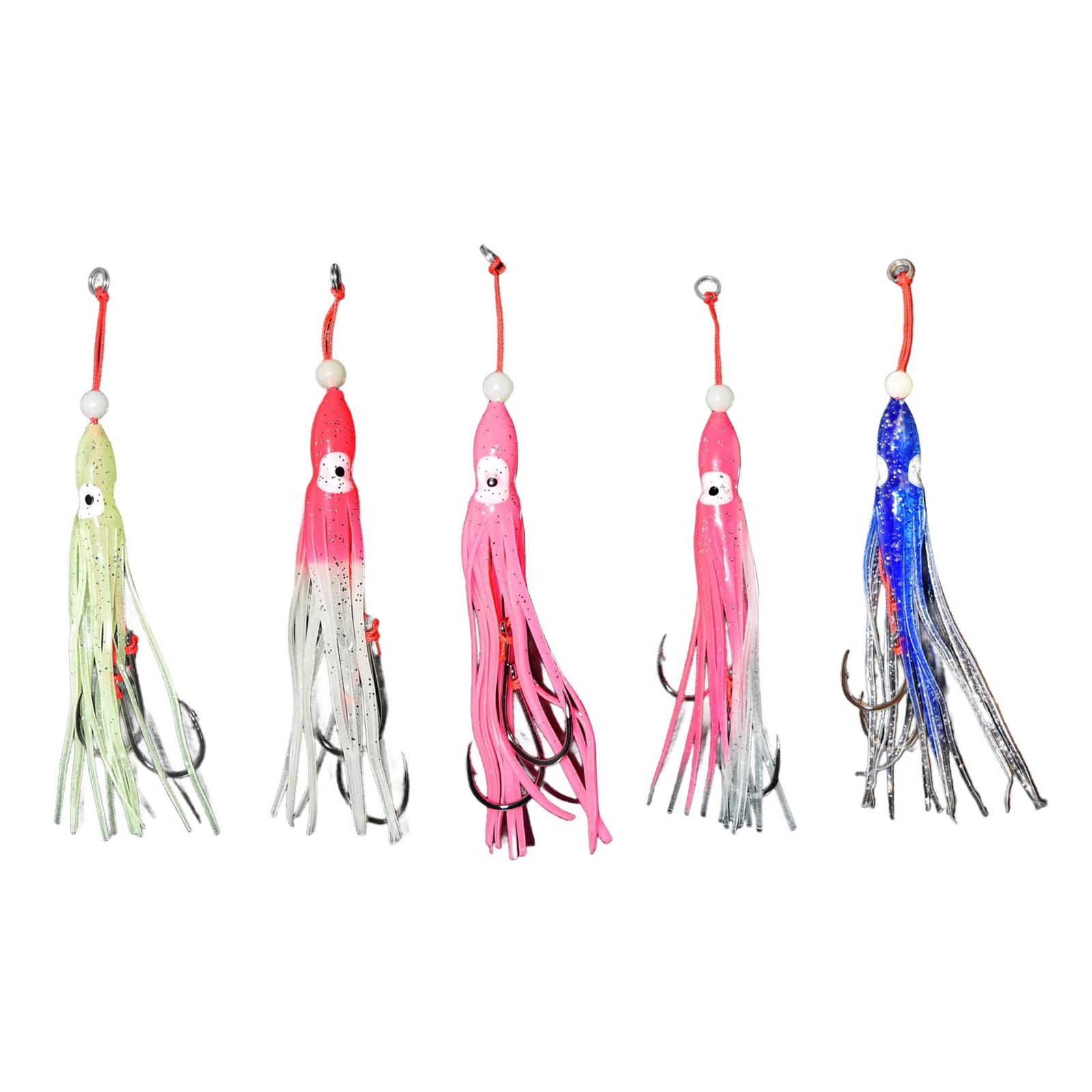 

5Pcs Luminous Octopus Baits Silicones Luminous Octopus Squid Skirt Trolling Swimbait for Saltwater Freshwater Fishing B
