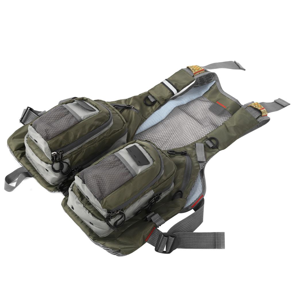 Verstellbare Angelweste Outdoor Atmungsaktive Netz-Weste Jacken mit Reißverschlusstaschen