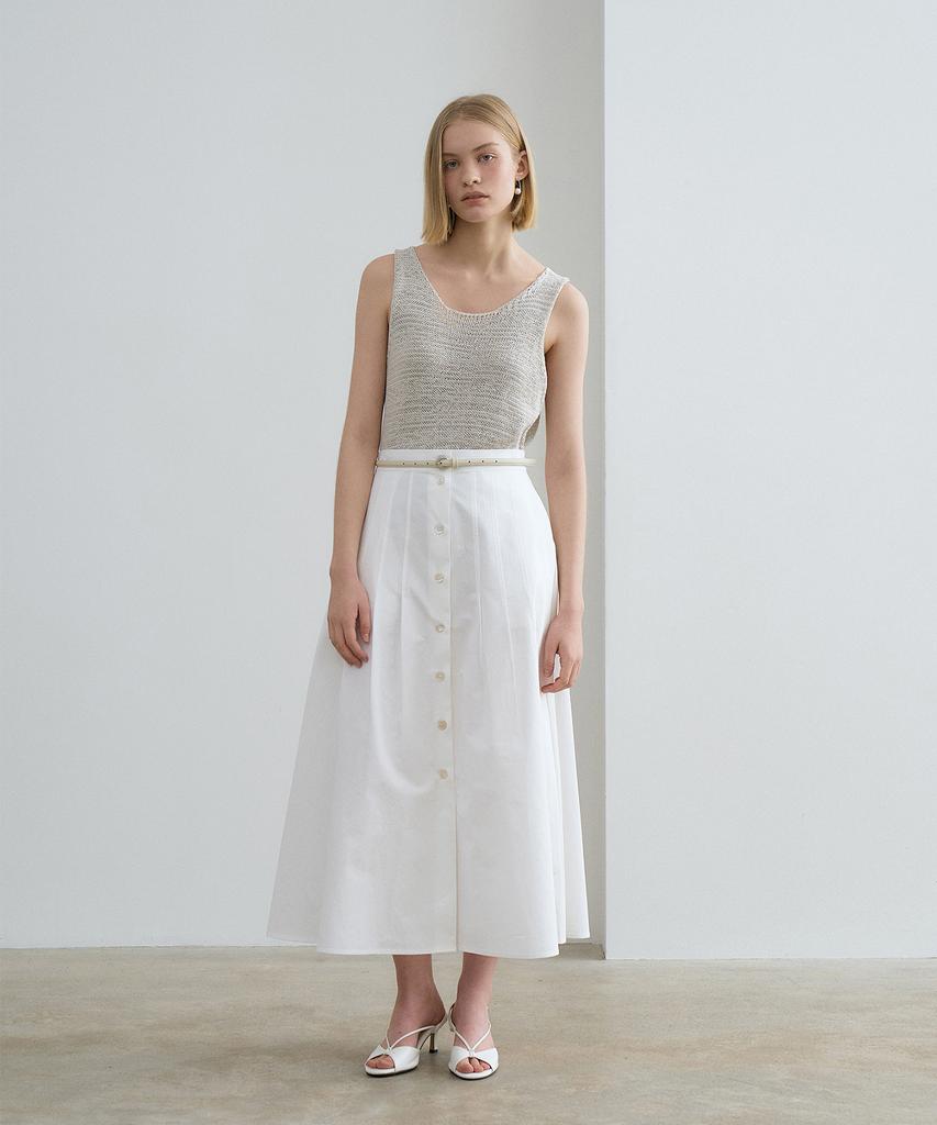 Rene J A Line Button Skirt