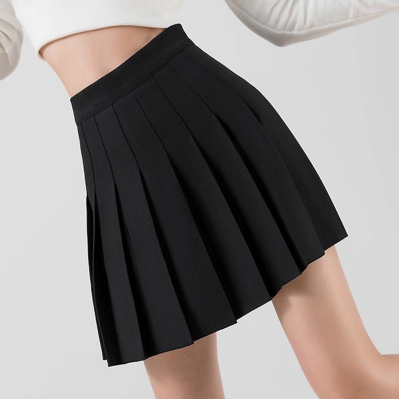 Women's Summer High-Waisted Pleated A-Line Skirt - Slimming, College Style, Anti-Exposure