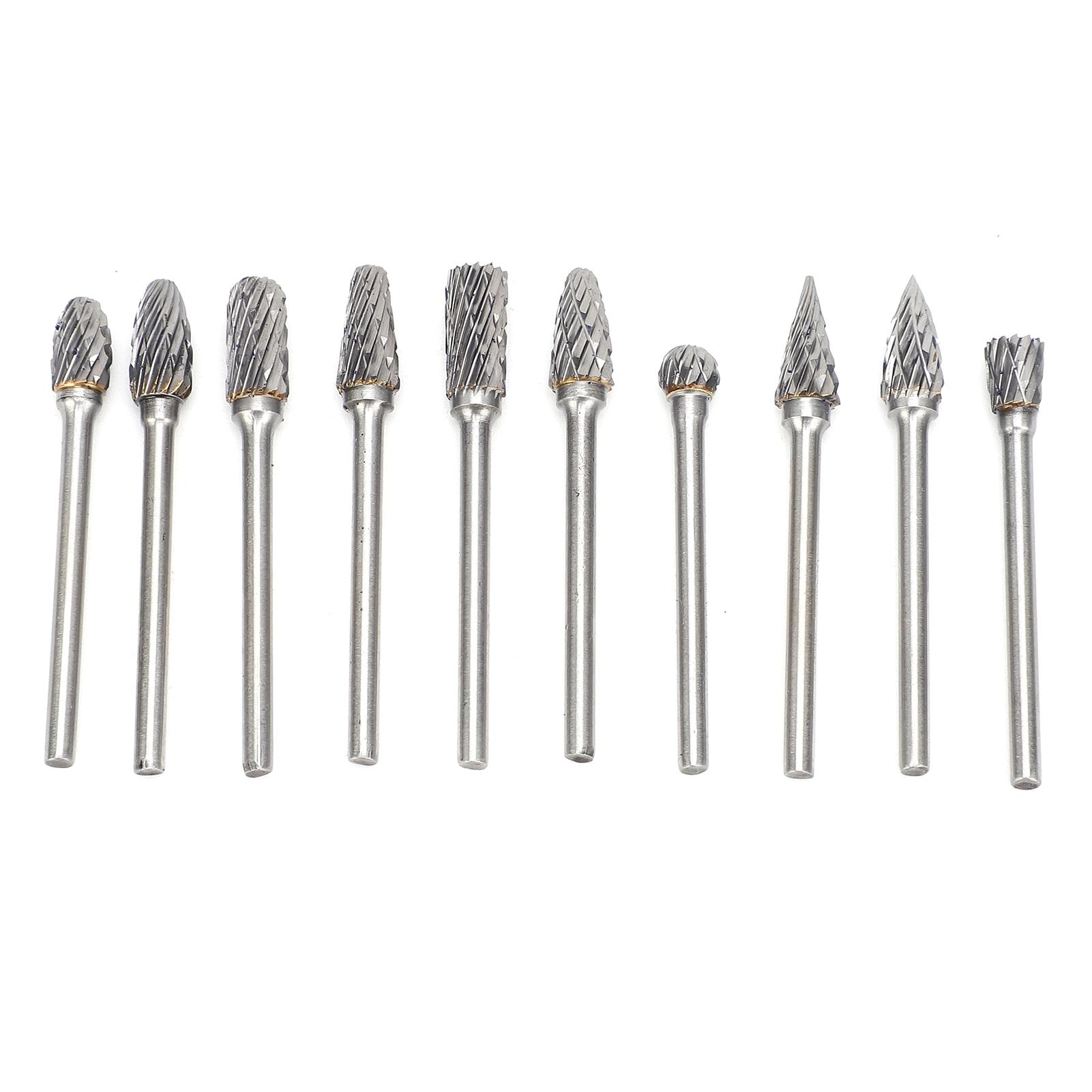 

10Pcs Rotary File Milling Cutter Carbide Grinding Head Woodworking Reaming Carving Router 3x6