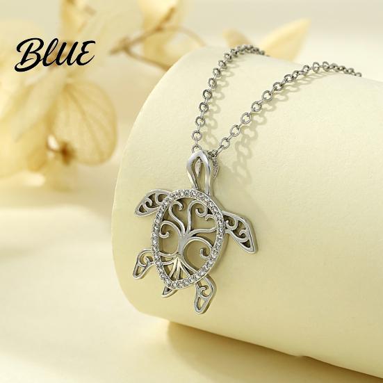 Rhinestone Turtle Jewelry Hollow Sea Necklace Good Luck Longevity Pendant