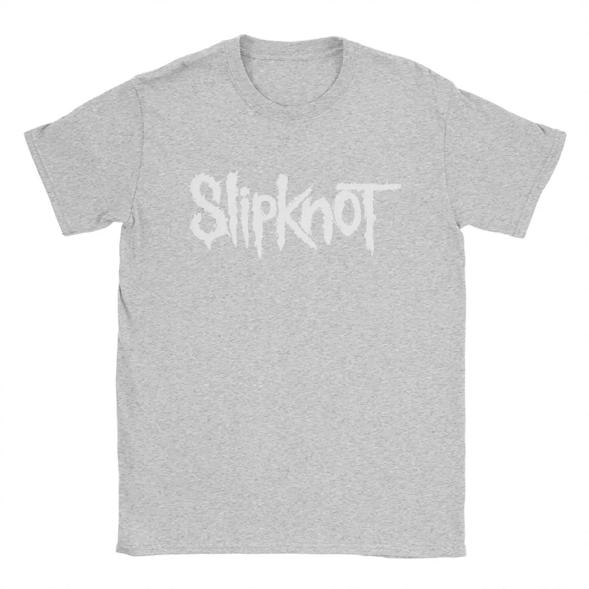 Comfortable season Slipknots-Logo T-shirt Heren Puur Katoen Nieuwigheid T-shirts Ronde Hals T-shirts Korte Mouw Tops Cadeau Idee XL grijze kleur