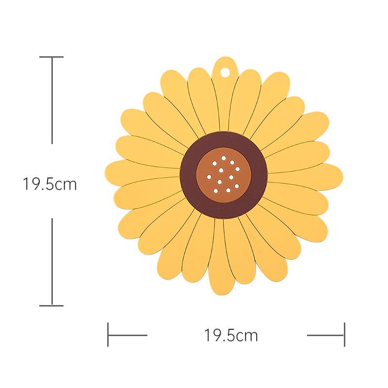 2pcs Silicone Trivet Mat Cute Sunflower Anti Scalding Mat, Heat Insulation Pat for Dishes, Soft Silicone Meal Mat Table Anti Slip Coaster