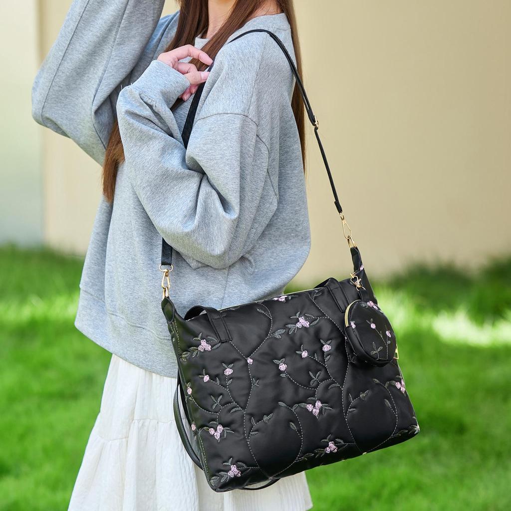 Stylowa Haftowana Kwiatowa Torba Crossbody 2025 - Torebka w Koreańskim Stylu z Pojedynczym Paskiem na Ramię, Mała Okrągła Torebka
