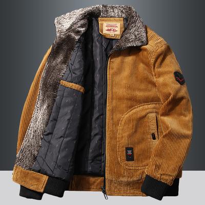 Giacca in cotone tinta unita da uomo, invernale, in velluto a coste, casual, parka, giacche alla moda coreana