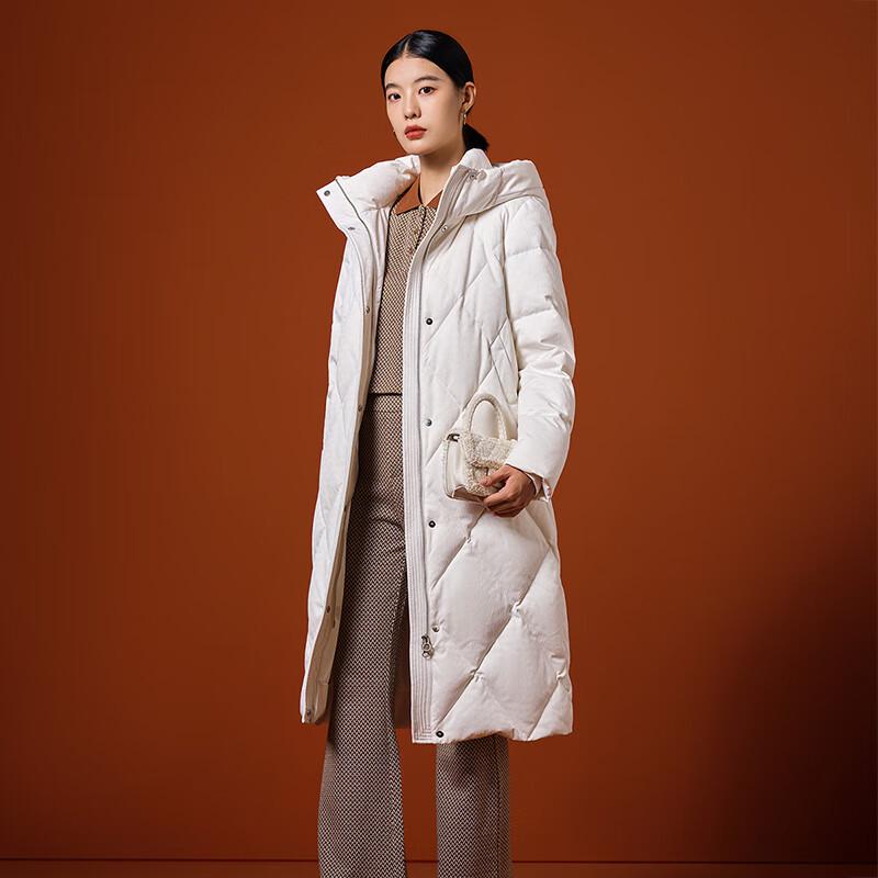 Tamboer Damen Lange Gesteppte Kapuzen-Gänsedaunenjacke TB232866