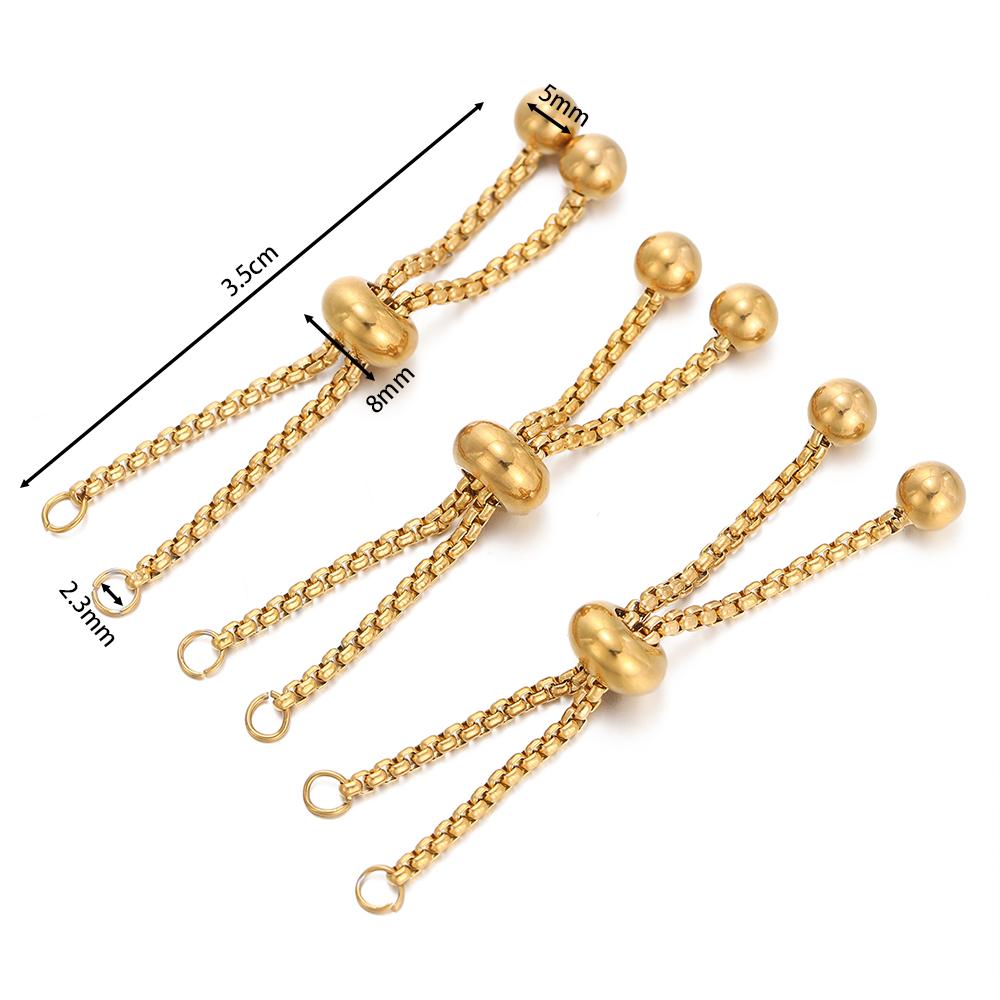 3pcs/Lot Stainless Steel Slide Bracelets Coulissant Adjustable Chains Bracelet with Rubber Beads for Jewelry Making Accessories