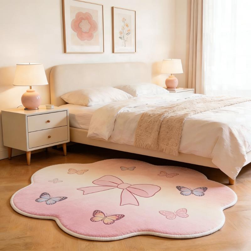 Bunte Blumenteppiche für das Wohnzimmer Flauschig Weicher Schlafzimmer Dekor Teppich Unregelmäßige Form Nachttischteppich Zuhause Dicke Plüsch Bodenmatte