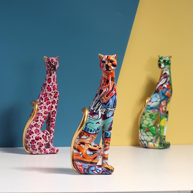 Colorful Leopard Resin Desktop Decoration