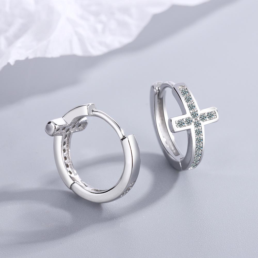 Korean Rhinestone Cross Diamond Ear Cuff - Simple Style Women's Jewelry In Copper.