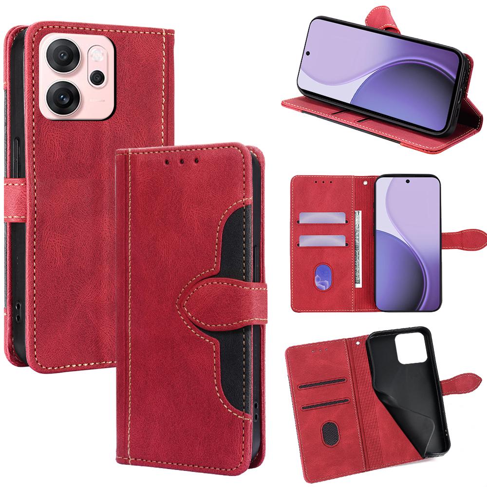 For Oppo Reno14 F 5G Case Leather Wallet Phone Cover with Straw Hat Magnetic Clasp